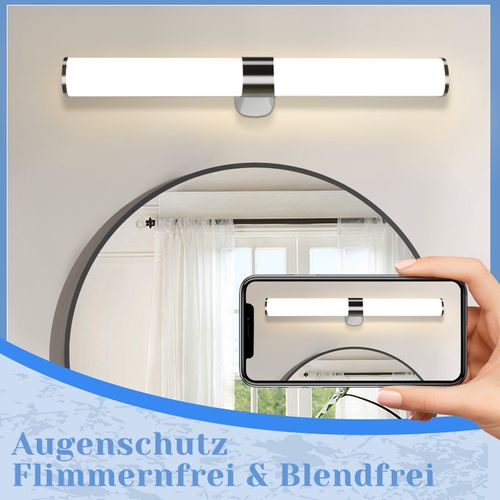 Lampe De Miroir De Salle De Bain Moderne 60cm En Chrome Avec Protection Ip44