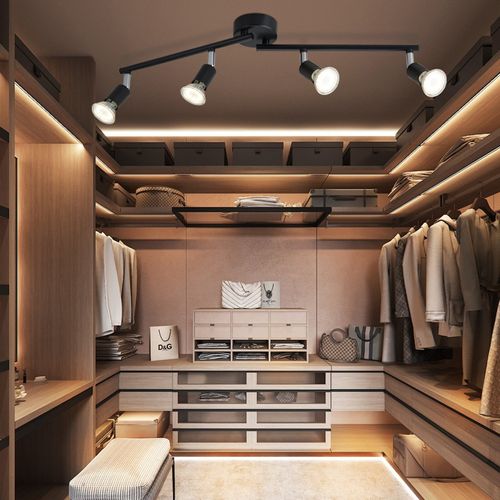 Plafonnier Moderne à 4 Flammes Gu10 Avec Spots Pivotants Pour Salon Et Chambre