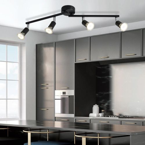 Plafonnier Moderne à 4 Flammes Gu10 Avec Spots Pivotants Pour Salon Et Chambre