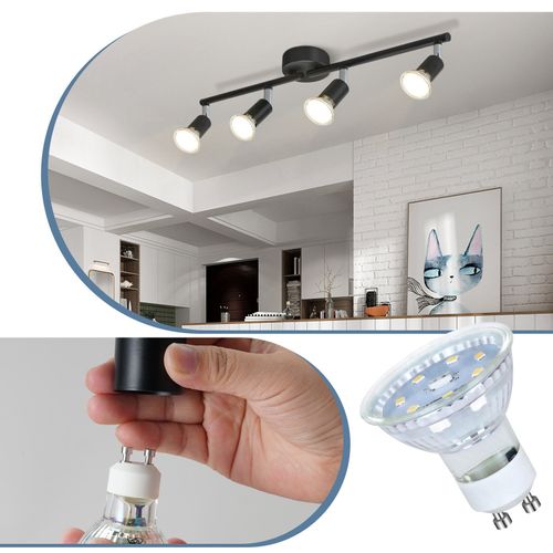 Plafonnier Moderne à 4 Flammes Gu10 Avec Spots Pivotants Pour Salon Et Chambre