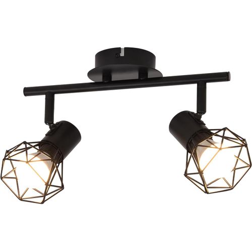 Plafonnier Industriel 2 Flammes Pivotant E14 - Spot De Plafond Blanc Noir