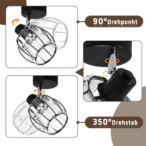 Spot Moderne Noir En Cristal E14 Pour Couloir - Design Vintage