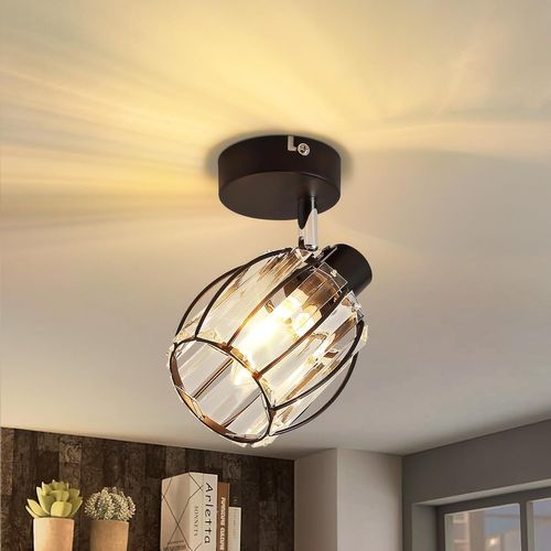 Spot Moderne Noir En Cristal E14 Pour Couloir - Design Vintage