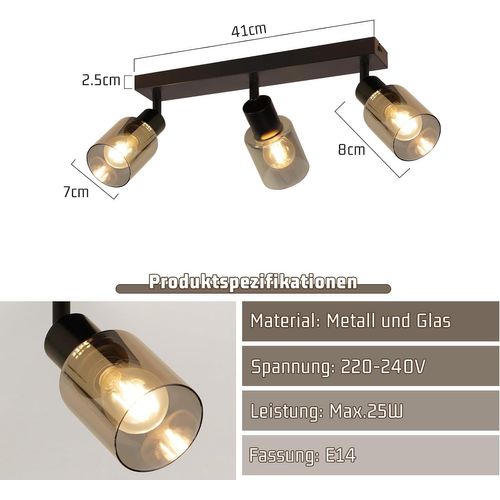 Lampe De Plafond Industrielle 3 Flammes Noir E14 Pour Salon Et Salle à Manger