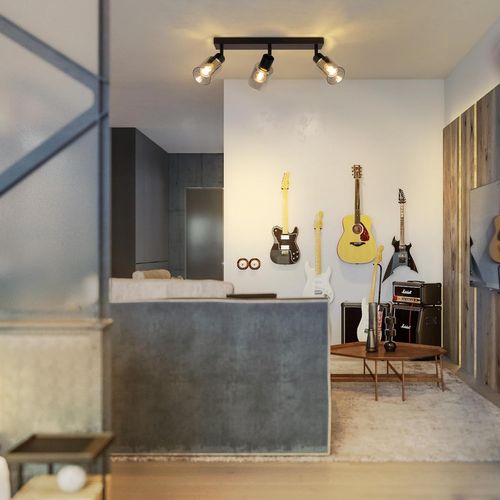 Lampe De Plafond Industrielle 3 Flammes Noir E14 Pour Salon Et Salle à Manger