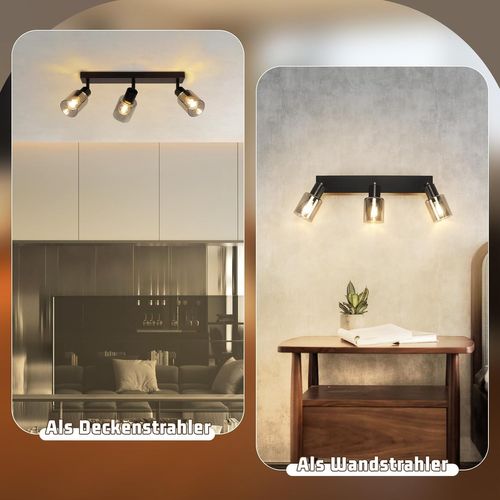 Lampe De Plafond Industrielle 3 Flammes Noir E14 Pour Salon Et Salle à Manger