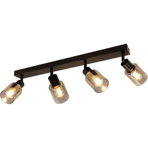 Spot De Plafond Noir Industriel à 4 Flammes E14 - Lampe Moderne Pour Salon