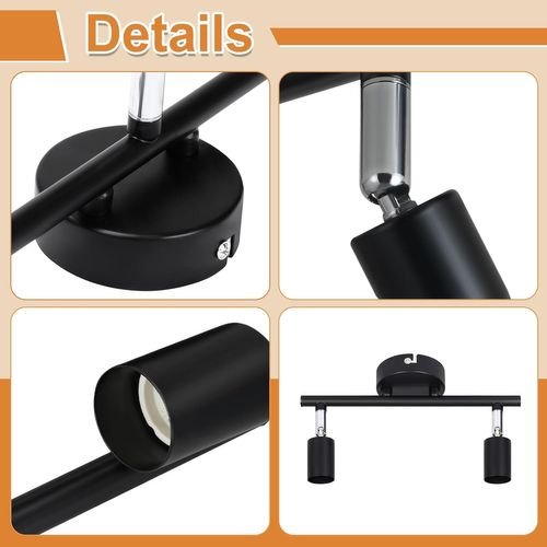 Plafonnier Moderne à 3 Spots Gu10 Pour Chambre Et Couloir - Design Élégant En Métal Noir