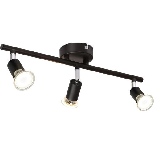 Plafonnier Moderne à 3 Spots Gu10 Pour Chambre Et Couloir - Design Élégant En Métal Noir