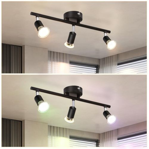 Plafonnier Moderne à 3 Spots Gu10 Pour Chambre Et Couloir - Design Élégant En Métal Noir