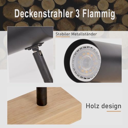 Spot De Plafond Moderne à 3 Flammes Gu10 - Lampe Orientable Noir Pour Intérieur