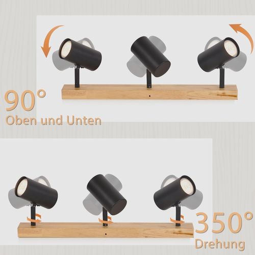 Spot De Plafond Moderne à 3 Flammes Gu10 - Lampe Orientable Noir Pour Intérieur