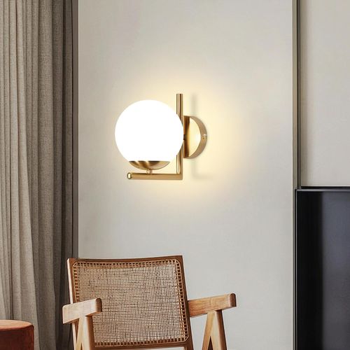 Applique Intérieur Moderne Or Applique Verre Abat-jour E27 pour Chambre