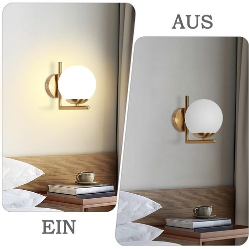 Applique Intérieur Moderne Or Applique Verre Abat-jour E27 pour Chambre