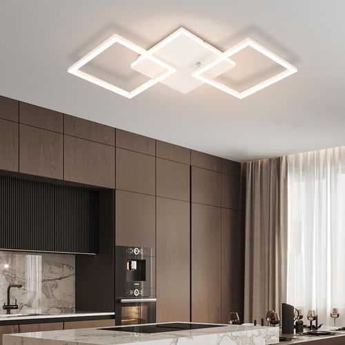 Plafonnier LED Moderne Blanc 3000-6500k Pour Salon, Cuisine Et Bureau