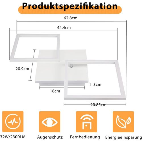 Plafonnier LED Moderne Blanc 3000-6500k Pour Salon, Cuisine Et Bureau