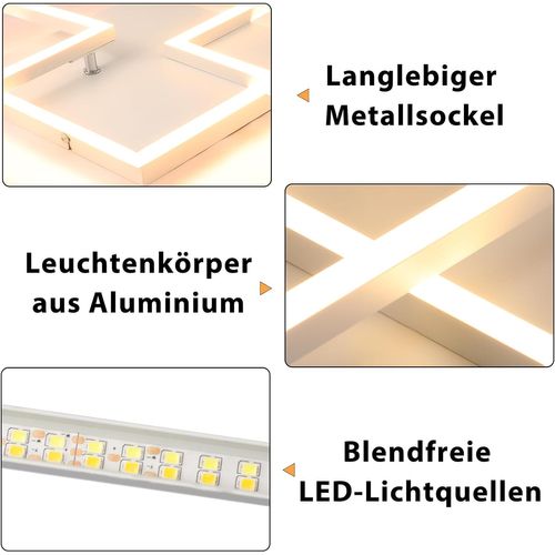Plafonnier LED Moderne Blanc 3000-6500k Pour Salon, Cuisine Et Bureau