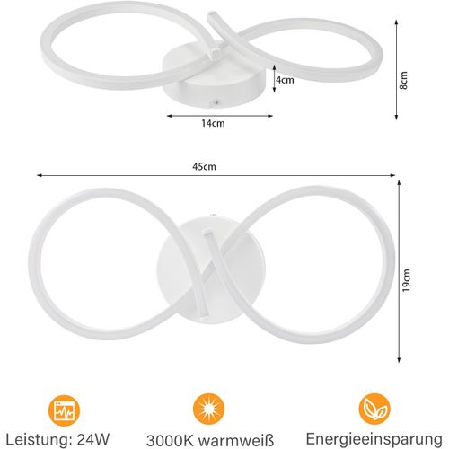 Plafonnier LED Créatif En Métal Blanc - Applique Murale 24w 3000k Pour Salon Et Couloir