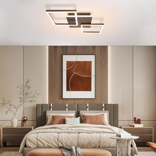 Plafonnier LED Moderne Noir 3000-6500k Pour Salon, Cuisine Et Bureau