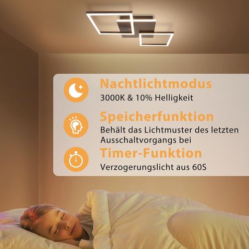 Plafonnier LED Moderne Noir 3000-6500k Pour Salon, Cuisine Et Bureau