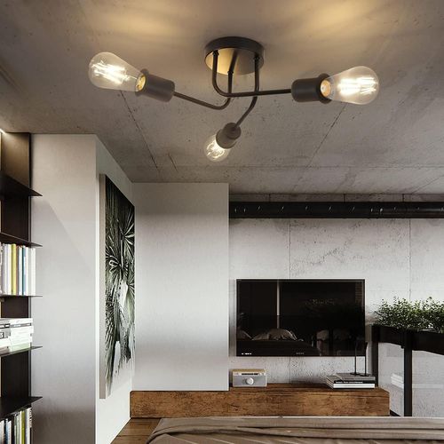 Plafonnier Vintage Noir E27 Pour Salon, Chambre Et Couloir