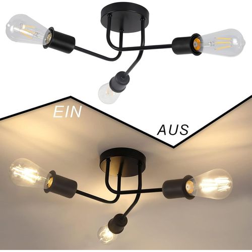 Plafonnier Vintage Noir E27 Pour Salon, Chambre Et Couloir