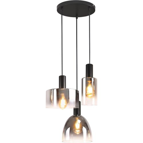 Suspension Salle à Manger 3 Flammes E27 Gris Fumée 180cm Suspension Cage D'escalier