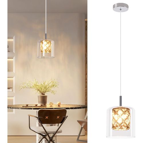 Suspension Salle à Manger 1 Flamme Table De Nuit G9 Cristal Verre Lampe à Suspendre Cage D'escalier