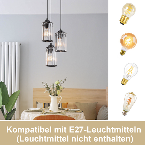 Suspension Métal 140cm Noir Pour Salle à Manger