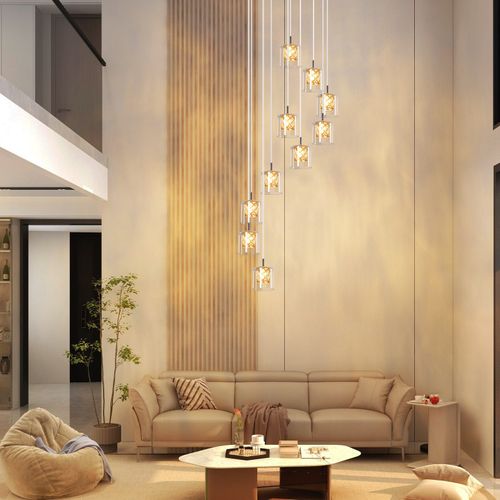 Lustre Salon 10 Lumières Moderne Métal G9 Cristal Cuisine Cage D'escalier