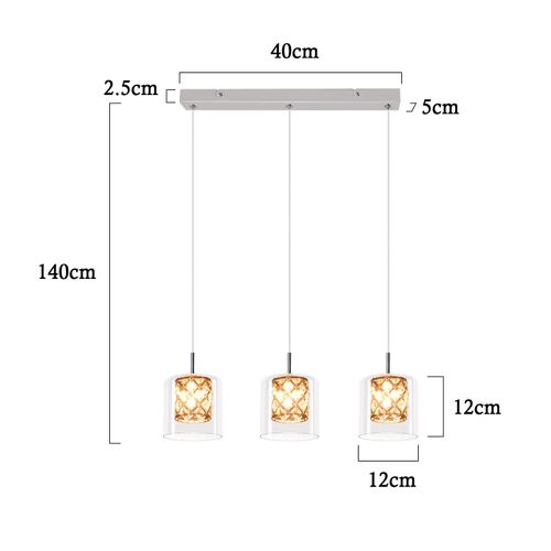 Lustre En Metal 3 Flammes Moderne G9 Réglable en Hauteur Cuisine Salon Hôtel
