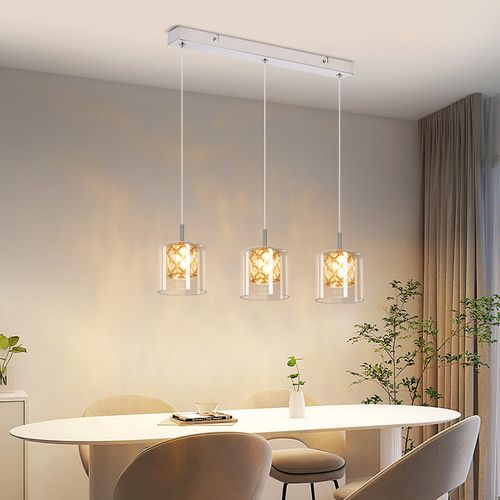 Lustre En Metal 3 Flammes Moderne G9 Réglable en Hauteur Cuisine Salon Hôtel