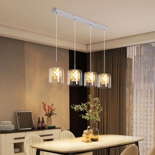 Lustre à 4 Lumières Vintage Suspension Moderne G9 Cuisine Salon Hôtel