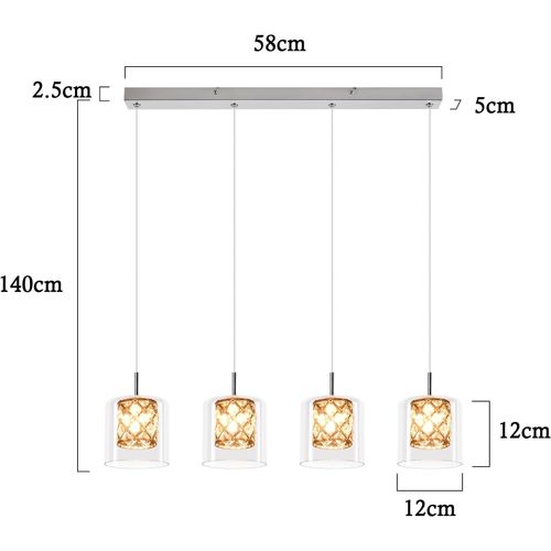 Lustre à 4 Lumières Vintage Suspension Moderne G9 Cuisine Salon Hôtel