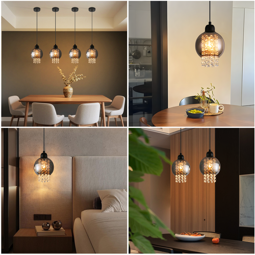 Suspension Salle à Manger E27 1 Flamme Lampe à Suspendre Salon Verre Moderne Pour Cuisine