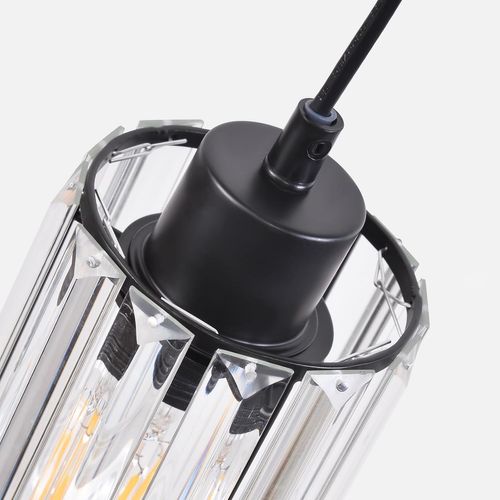 Suspension Moderne En Noir Cristal Avec 3 Flammes E27 Pour Salle à Manger