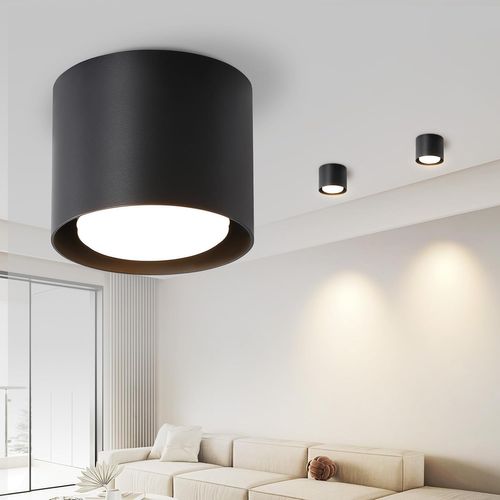 Spot De Plafond à LED Noir Gx53 Moderne Rond Plafonnier 5w Pour Chambre à Coucher