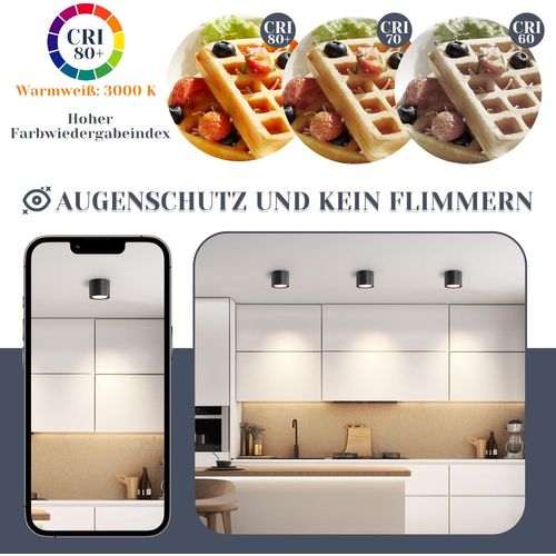 Spot De Plafond à LED Noir Gx53 Moderne Rond Plafonnier 5w Pour Chambre à Coucher