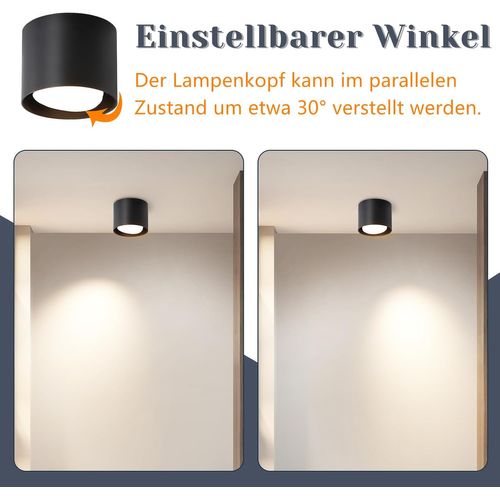 Spot De Plafond à LED Noir Gx53 Moderne Rond Plafonnier 5w Pour Chambre à Coucher