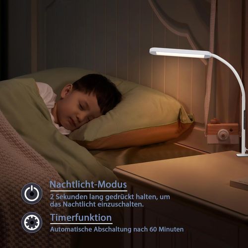 Lampe De Table LED à Intensité Variable - Lampe à Pince Éclairante 11w Pour Bureau Et Salon