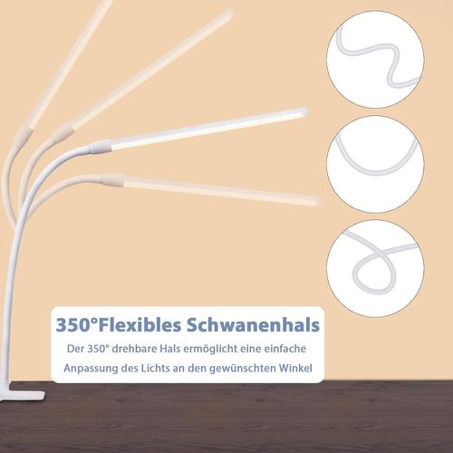 Lampe de bureau LED Blanc 5w Dimmable - Pince Réglable Avec Fonction De Charge