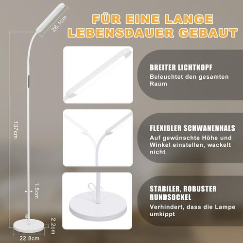 Lampadaire LED Blanc Flexible 11w 360° Pour Salon Et Canapé