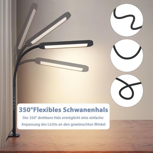 Lampe de bureau LED à Intensité Variable Avec Pince Et Fiche De 11w - Idéale Pour Bureau Et Salon