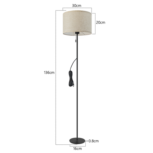 Lampadaire LED Rétro Avec Variateur Et Abat-jour En Tissu Pour Salon