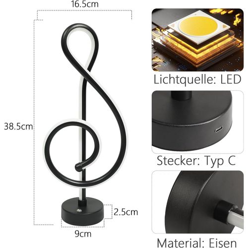 Lampe De Table LED Sans Fil Tactile Dimmable En Noir Pour Salon Et Chambre