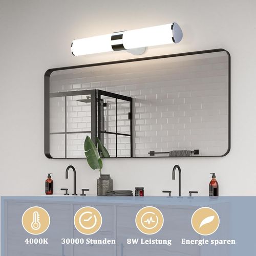 Lampe De Miroir De Salle De Bain Moderne 40cm En Chrome Avec Protection Ip44
