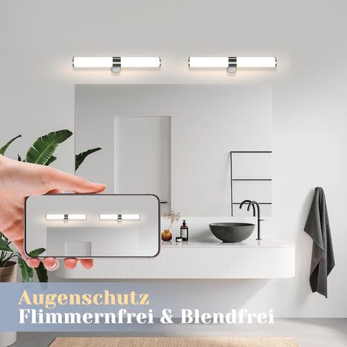 Lampe De Miroir De Salle De Bain Moderne 40cm En Chrome Avec Protection Ip44