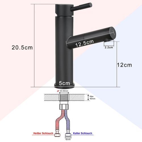 Robinet De Lavabo Salle De Bain Noir Robinet Extractible Douche