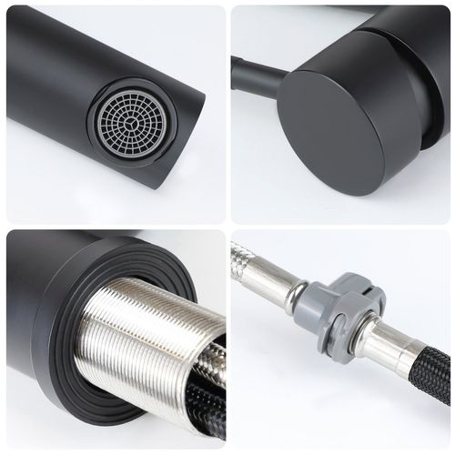 Robinet De Lavabo Salle De Bain Noir Robinet Extractible Douche