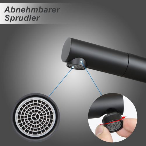 Robinet De Lavabo Salle De Bain Noir Robinet Extractible Douche
